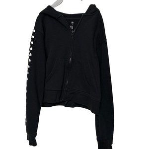 So Brand Favorite Zip Hoodie black long sleeve heart hoodie girls L 10/12 1593